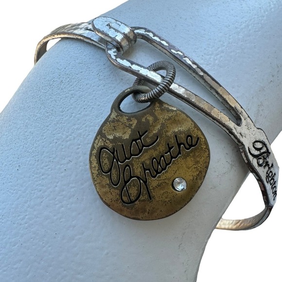 Brighton ‘Just Breathe’ Two Tone Charm Bangle Bracelet - Picture 2 of 5